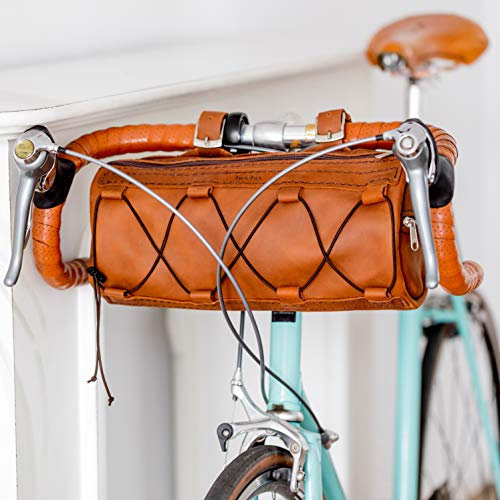 hecho. Fahrradtasche Vincente (Large) - Handgefertigt, echtes Leder, Fair-Trade - Lenkertasche für Retro Rennräder, Stadtrad, Tourenrad, Gravelbike, UVM. (Lenker, Gepäcktasche, Bikepacking)