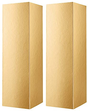 MALICPLUS 2 Wein-Geschenkboxen 34,9 x 11,4 x 10,2 cm, Flaschen-Geschenkboxen für Likör und Champagner, Magnetverschluss, faltbare Geschenkboxen (Glänzendes Gold mit Prägung)