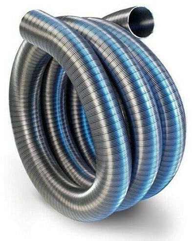 Prostko LTD Canna fumaria flessibile per camino, 80mm / 1m, in acciaio inossidabile multicombustibile, Argento