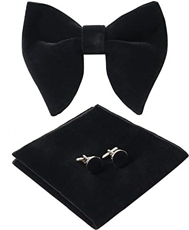 Fliege Herren Set - Verstellbare Groß Fliege aus Samt Vorgebunden Fliege | Verstellbares Band, Einheitsgröße für alle, Leicht zu tragen, Geschenkbox-Paket, für Party & Hochzeit