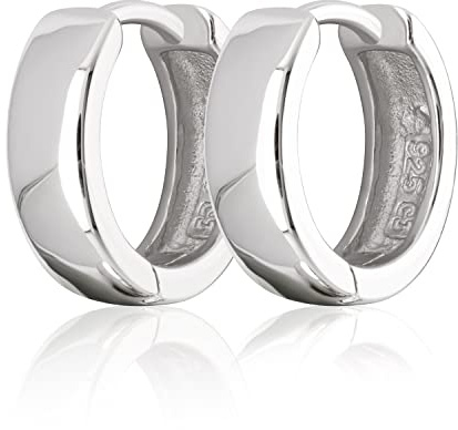 NKlaus Par Ø 13 mm 925 sterlingsilver vikbara creoler 4,0 mm tjocka örhängen rodiumpläterade 2108