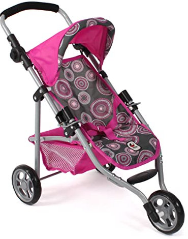 Bayer Chic 2000 - Puppenbuggy Lola, Jogging-Buggy, Puppenjogger, Puppenwagen, Hot pink Pearls, 612-87, 33cmto62cm