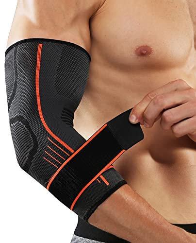 SOLO ACTFIT Coudière Tendinite, Coudiere de Protection de Soutien Ajustable, Manchon de Compression Bras Coude Respirante, Support de Coude, Tennis Elbow, Entorse, Arthrite (Orange*Une, 2XL/3XL)