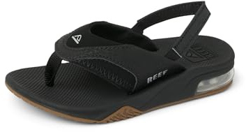 Reef KIDS BOYS SANDALS, LITTLE FANNING, BLACK/SILVER