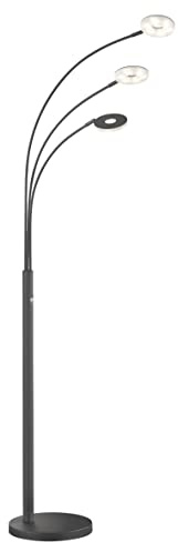 Fischer & Honsel|Stehleuchte, Dent|sandschwarz|Acrylglas-satiniert|B: 45,00 cm, H: 185,00 cm|Ausl. Wand: 77,00 cm|stufenlos dimmbar|CCT 3 Stufen|3x LED 7,5 Watt 2700/3350/4000|2500 lm|EEG: F|40400