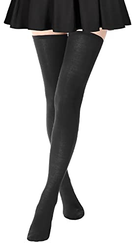 AQOKKA Extra Long Thigh High Socks for Women Striped Over Knee Thigh Socks Long Boot Thigh High Stockings Leg Warmers