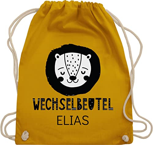 Turnbeutel Rucksack - Kita Beutel Wechselsachen Mädchen - Wechselbeutel Löwe - Unisize - Senfgelb - wäschebeutel für kindergarten kindergartenbeutel personalisierte name stoffrucksack