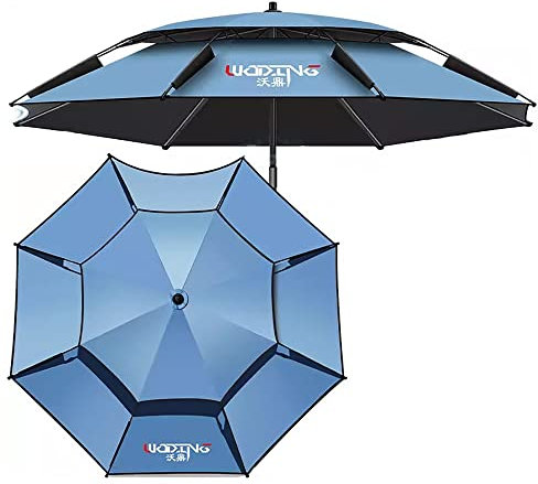 JKIOOW Réglable Parasol 2.0/2.2/2.4M Parasol Extérieur Protection UV Polyester Haute Densité Parasol de Plage Résistant au Vent/Hydrofuge Bleu (Color : 3, Size : 2.4M)