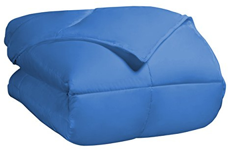 Superior Classic All-Season Reversible Comforter, Comfy, Fluffy, Cozy, Lightweight, Decorative, Duvet Insert, Plush, Oversized Bedding, Box Quilt Design, 4 Corner Loops, California King, Aster Blue