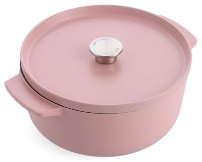 KitchenAid Cast Iron 26cm/5,2L Kasserolle mit Deckel, Hochwertig, Robust & Langlebig, Anbraten, Bräunen,Braten,PFAS-freie Emaille Innenseite,Induktion,Ergonomischer Griff,Ofenfest bis 260°C,Dried Rose