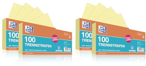 Oxford Trennstreifen, aus Karton, gelocht, 190 g/m², gelb, 200 Stück (Packung mit 2)