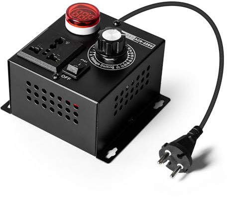 DeWin Régulateur de Tension, SCR Variateur de Vitesse du Ventilateur Gradateur Contrôleur de Vitesse pour Moteur Haute Puissance Contrôleur Variateur AC 220V 5000W