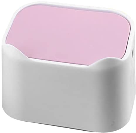 Garneck Poubelle à Pression Mini Rose en Abs Couvercle pour Bureau