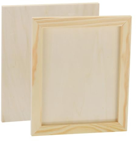 PATIKIL Unfinished Wood Canvas Panel 9x7 Deep 0.4, 4 Pack Wooden Paint Pouring Panel Boards Cradled for Pouring Art DIY Crafts