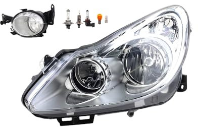 Johns, Scheinwerfer Halogen Front passend für Opel Corsa D 07/2006-12/2010 H7 H1 Links + Nebelscheinwerfer + Leuchtmittel