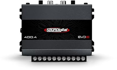 SounDigital 400.4 EVO 6.0 4‑Kanal Auto Verstärker | 400W RMS Endstufe | 4 Ohm | High‑/Low‑Pass Filter | Cinch Eingang | Kompakte Car‑HiFi Endstufe