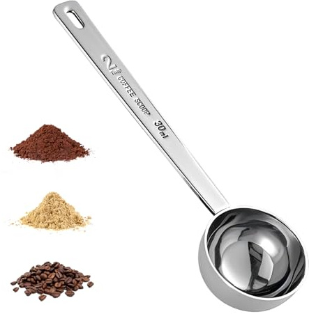 Generic 2 Tablespoon Stainless Steel Coffee Scoop - Perfect Measuring Spoon for Ground Coffee, Espresso - Durable Serving Utensil (30ml), Silver, BD-003