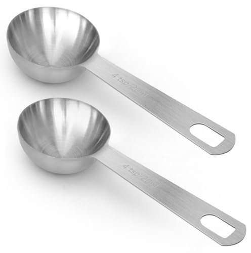 2 PCS 4 Teaspoon(20 mL | 20 cc | 4 Tsp | 1 1/3 Tablespoon) Stainless Steel Single Measuring Spoon, Easy to Use and Easy to Wash Metal Measuring Spoons Kitchen Gadgets for Cooking & Baking