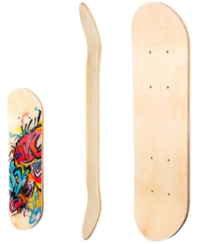 Blank Skateboard Deck 31 x 8 inch, Unfinished Paintable 7 Layer Maple Wood Deck Double Tail for DIY Art, Home School Handcraft for Kids Adults, Skateboard Wall Art Kit, 1PC