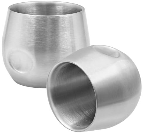 BSDLZCH Stainless Steel Espresso Cups 2pcs Set, 200ml Double Wall Insulated Unbreakable Stemless Tumbler Small Cup for Outdoor Events Picnics Party (Silver)