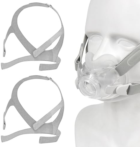 2er-Pack CPAP-Kopfband kompatibel mit Airfit F30, Ersatz-Kopfband mit stärkerer Elastizität, enthält 2 Stück Kopfband & 4 Stück Clips, flexibles Band für bequemen Sitz & Abdichtung - Groß