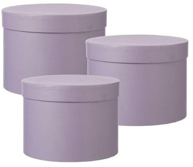Floralcraft Set di 3 scatole per cappelli Symphony con coperchio (lilla), scatole vuote rotonde foderate in cartone da fiorista, scatole per cappelli, scatole per gioielli, per matrimoni, anniversari,