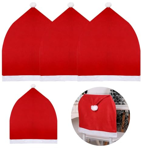 4 Stück Weihnachten Stuhlhussen, Stuhlbezug Weihnachtsdeko Xmas Rot Stuhlüberzug für Stühle Esszimmerstuhl Schwingstühle Bezüge Weihnachten Deko, Stuhlhussen Weihnachten