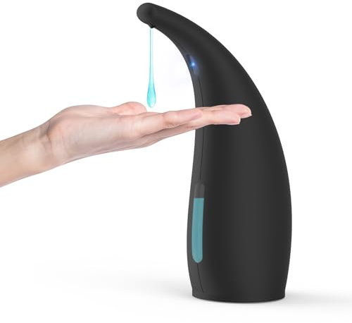 HMJIA Seifenspender Automatisch Elektrischer Seifenspender mit Sensor IPX6 Wasserdicht Seifenspender für Küche und Badezimmer Hotel Restaurant Öffentlicher Ort (300ml - Schwarz)
