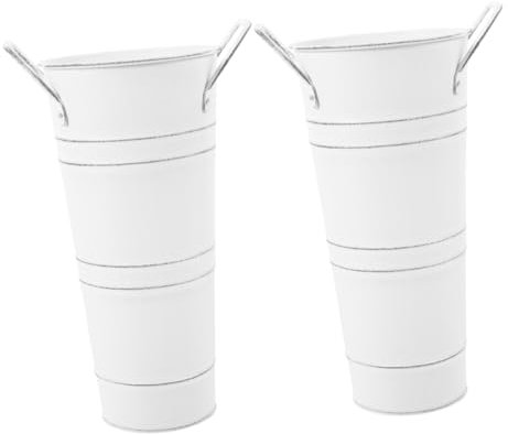 Alipis 2pcs Flower Arrangement Container Retro Iron Bucket Vintage Flower Vase Garden Decorations for Fence