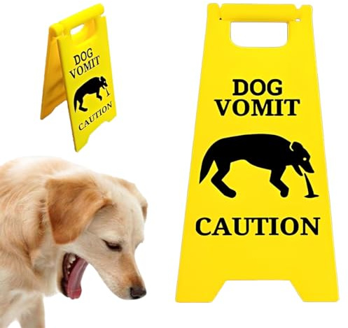 Hundekotzesignal, Lustiges Hundekotzesignal, Warnschild für nassen Boden, Miniatur-Knebel, Haustierkotzesignal-Warnschild, gedruckt in Kunststoff, Warnschild vor Glätte, gelb (A)
