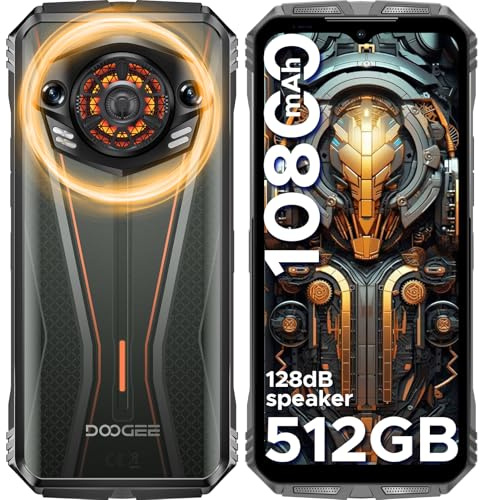 DOOGEE S Punk Pro 10800mAh/33W Outdoor Handy 20GB+512GB/2TB, 128dB Lautsprecher Outdoor Smartphone Ohne Vertrag, 6.6'' FHD+ baustellenhandy mit LED Lichteffekt, 50MP+16MP, Dual SIM, NFC, OTG, GPS