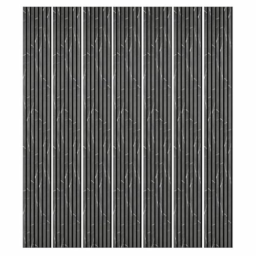 Mur TV - Lot de 7 Panneaux tasseaux Bois 250 x 30 x 1,9 cm - décor marbre Noir/Feutrine Noir - 5,25m²