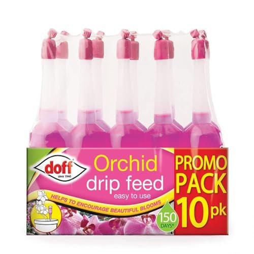 Doff Orchid Drip Feeders 10 Pack Ready-to-Use Fertiliser for Vibrant Blooms and Healthy Growth 150 Days of Balanced Orchid Nutrition Easy Plant Food for Indoor and Outdoor Orchids Pink 1 Pack