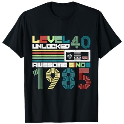 Livello 40 Sbloccato dal 1985 Video Gamer 40 ° Compleanno Maglietta