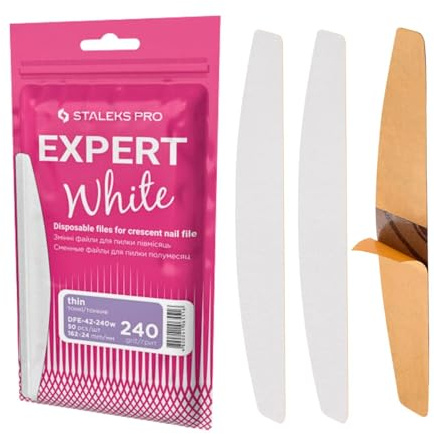 STALEKS PRO 50 st för engångsbruk halvmåne form självhäftande nagelfil ersättning 100 korn (240 korn)