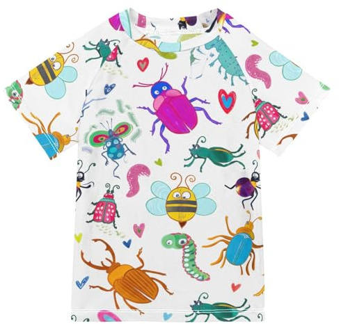 ODAWA Colorful Cartoon Insetti Bambini Swim Shirt UPF+50 Quick Dry Camicia Bambini Gioventù Rashguard