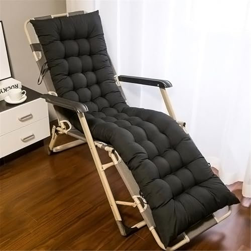 Mateju Cojín para Tumbona de Jardín, Suave Cómodo Cojín Reclinable Colchoneta para Tumbonas, Ideal para Exterior Sillas Balcón Playa Terraza, Color (Negro,48x125x8cm)