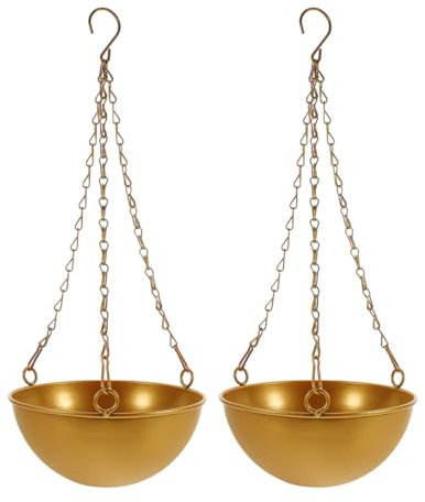 VICASKY 2stücke Goldene Hängepflanzgefäße Große Kunststoff-hängekörbe Mit Kettenhalter Für Innen Außenpflanzen Zur Garten Balkon-Dekoration