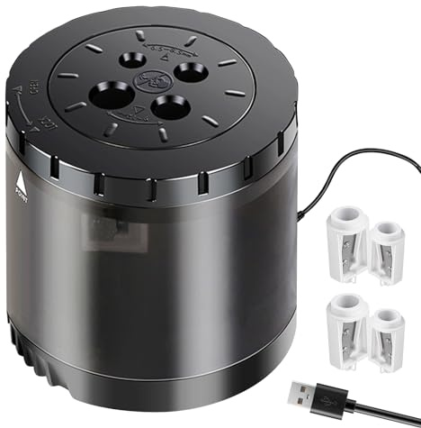 ARPDJK PRO Elektrischer Anspitzer Mit Behälter Heavy-duty Usb Batterie 4 Ersatzklingen 4 Größen Für 6-12mm Dicke Und Dünne Stifte Automatischer Bleistiftspitzer Elektrisch Spitzer