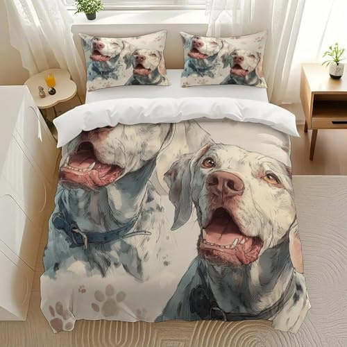 SANTOZORY Dalmatian Duo Bedding Comforter Sets Bedding Set 3 Pieces (1 Duvet Cover 2 Pillowcases) with Zipper Closure Lightweight