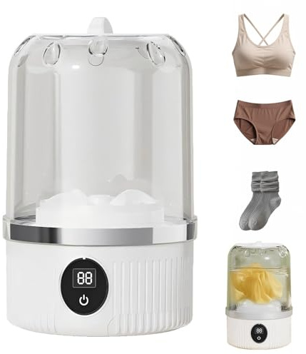 Underwear Washing Machine, Laundry Cup Portable Turbo Washing Cup, Rechargeable Mini Portable Washing Machine with 3000mah, Lightweight for Travel, Camping, Dormitory, and Apartment (White)
