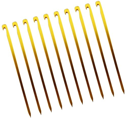 MZRAN 10 estacas largas de aleación de aluminio para tienda de campaña, diseño de cabeza reforzada, textura de metal para camping, entorno de camping, aleación de aluminio, estacas de tienda de
