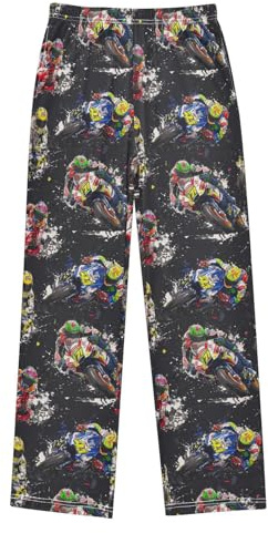 XDKDZIS Colorful Motorbikes Pajama Pants Soft Lounge Sleepwear PJ Bottoms with Elastic Waist Ages 6–14 Years