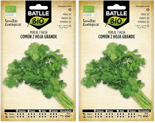 Graines Bio de Batlle - Persil commun à 2 grandes feuilles (5g), Vert (Lot de 2)
