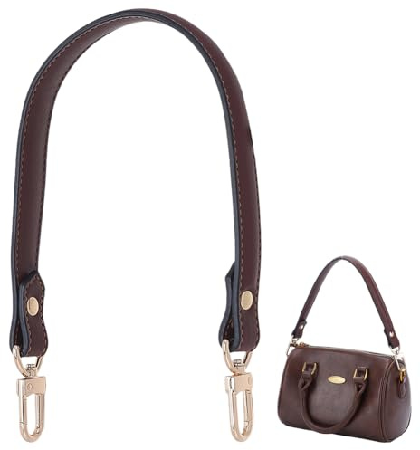 CALFOVERA Correa de Cuero Genuino de 45cm para Bolso de Mujer, Asas de Piel de Vaca, Correa de Hombro Plana de 2.2cm de Ancho, Cinturón para Bolso de Mano con Cierres de Langosta de Aleación