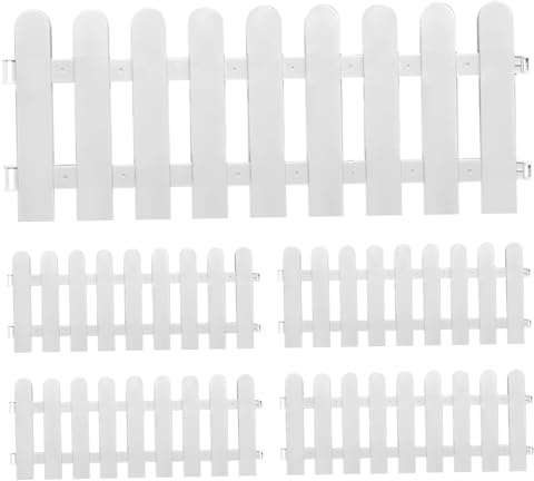 Recinzione da giardino bianca, staccionata bianca da 5 pezzi, elegante siepe con inserti in picchetto in plastica, bordo decorativo protettivo per prato per giardino, paesaggistica, fattorie, 50*20 c