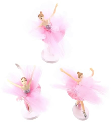 VOSAREA 3 Stück Ballerina Mädchen Kuchenaufsätze aus Tüllrock Party Tortendekoration für Mädchen Geburtstag nicht Essbare Cupcake Topper für Hochzeit Babyparty