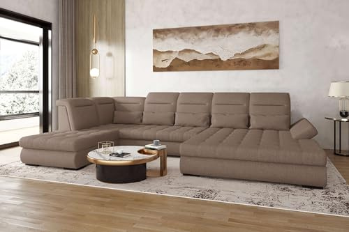 99rooms Toscana Wohnlandschaft Polsterecke Couchgarnitur Velours Vogue Antilope Ottomane Rechts, mit Schlaffunktion