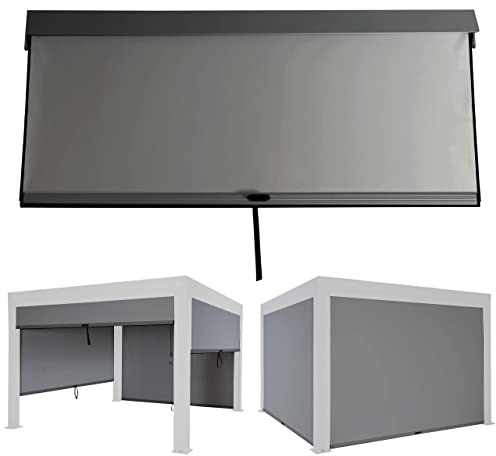 Mendler Seitenwand für Pergola HWC-L46AM Stoff/Textil 3x4m - anthrazit | Pavillon, Rollo, Ersatzseitenwand