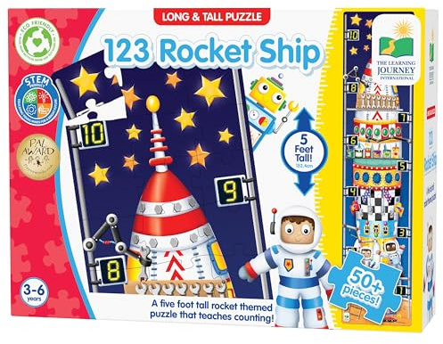 Learning Journey The Long And Tall Floor Puzzle 123 Rocketship, Blue, Gray